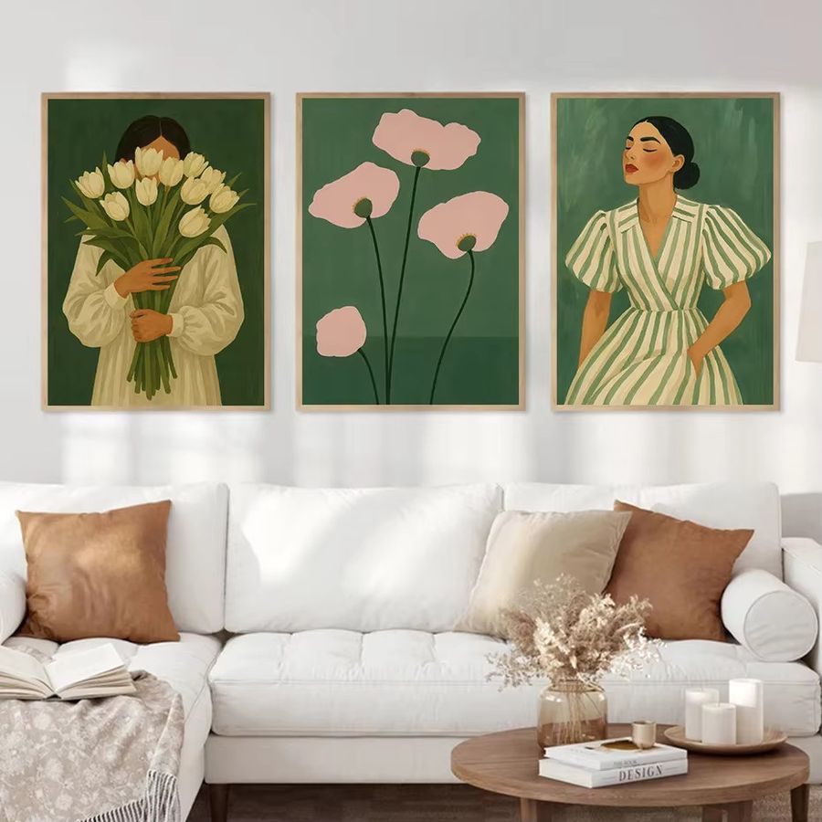 Potdemiel Wandkunstbild Leinwanddruck Sitzen wie eine Dame mit weißen Tulpen in Weiß - Bild 3