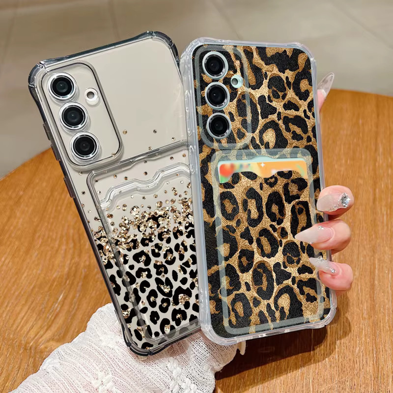 Transparente Handyhülle mit Leopardenmuster und Kartenfach für Samsung Galaxy S26 S25 S24 S23 Ultra S22 Plus S25 Edge S25 FE - Bild 2