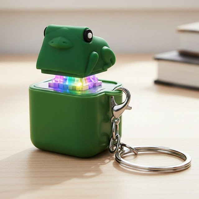 jocestyle Frosch Fidget-Schlüsselanhänger, mit Sound und Licht, Grün - Bild 1