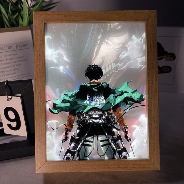 Krasivoyee Attack on Titan LED-Nachtlicht Light Painting mit Levi, Mikasa und Eren in Multicolour, dimmbar, USB-Betrieb - Bild 1
