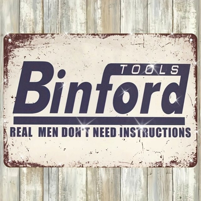 Vintage Binford Tools Metallschild Echte Männer brauchen keine Anleitungen in Beige und Multicolour - Bild 1