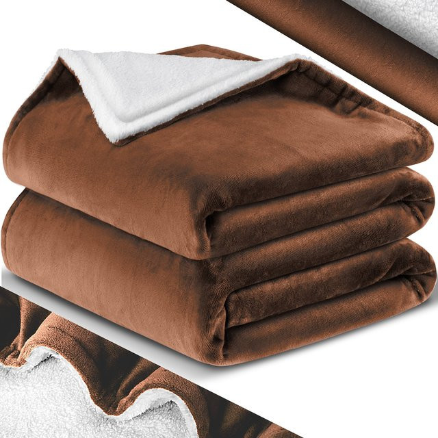 KESSER Kuscheldecke aus Flanell und Fleece in Braun, extra weich und warm, reversible Sherpa Wohndecke mit Oeko-Tex Standard 100 - Bild 1