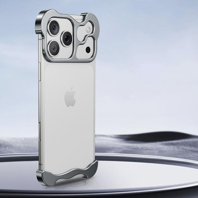 QGeeM Titanlegierung Bumper Handyhülle mit Linsenfolie für iPhone 17 16 15 14 13 12 Pro Max und 15 Plus in Grau - Bild 1