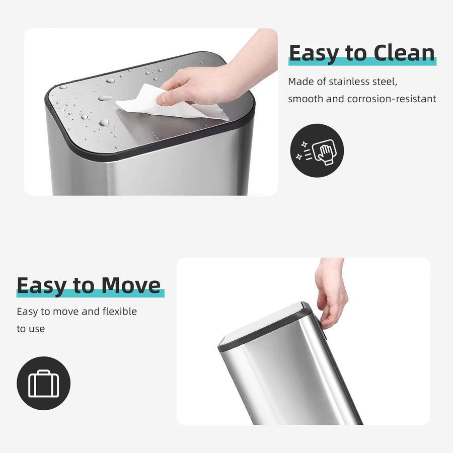 Patikuin Küchenmülleimer Edelstahl Silber 20L mit Soft-Close und Fußpedal sowie herausnehmbarem Inneneimer - Bild 2
