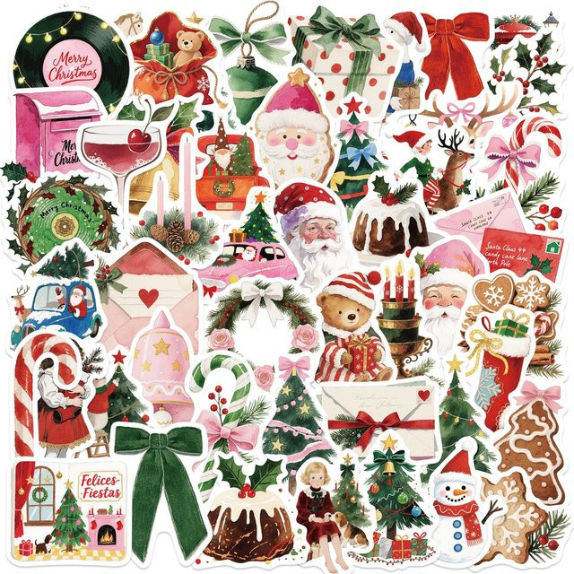 MRJIAANGSON Weihnachten Ästhetik Dekorationen Graffiti Aufkleber, 50-teiliges Set, multicolor - Bild 1