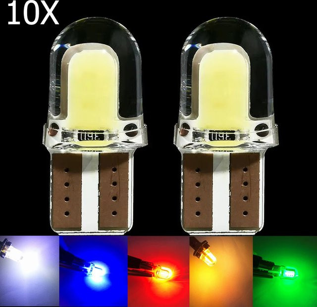 10 Stück YORYZENG W5W COB Mini-LED-Glühbirnen 12V für Auto-Innenbeleuchtung, Multicolor (RGB) - Bild 1