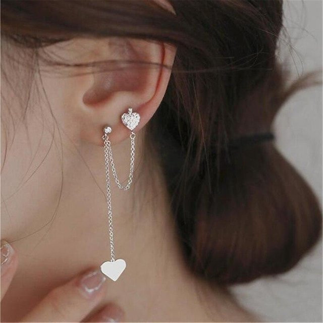 Ohrringe 925 Sterlingsilber, Zirkon, Herz Tropfen, Damen - Bild 1