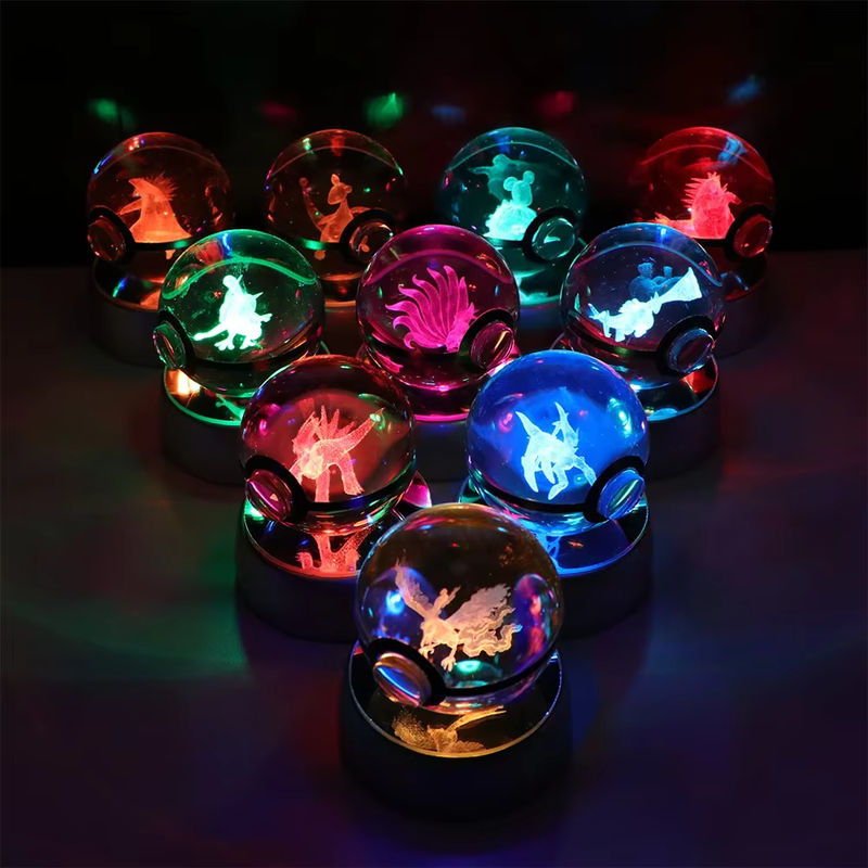 TAKARA TOMY Pokemon 3D Kristallkugel Pikachu Gengar Eevee Mewtwo, Spiel Pokeball, mit Led Nachtlicht - Bild 4