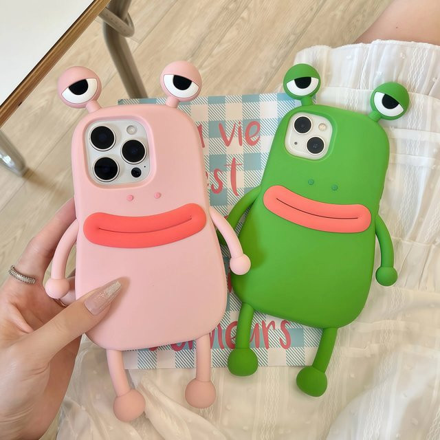 3D-Cartoon-Handyhülle mit Frosch-Design für Apple iPhone (verschiedene Modelle), weiche Silikonhülle, grün - Bild 1