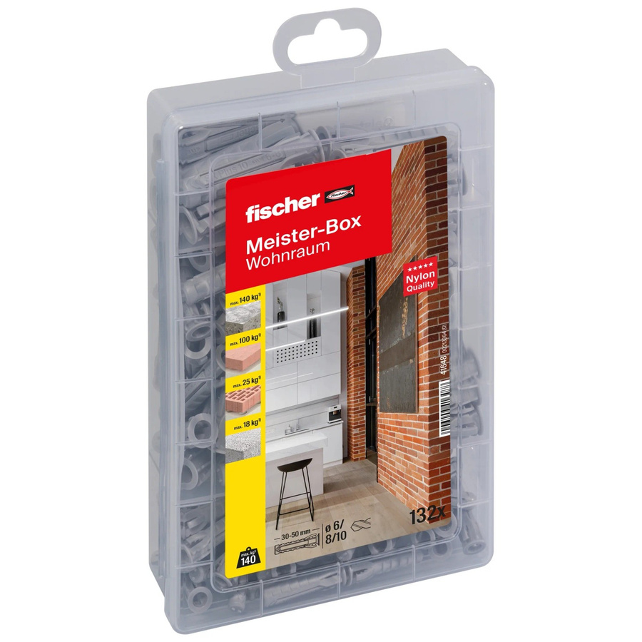 Fischer Meister-Box Wohnraum mit 132 Dübeln aus Nylon in Grau und Transparent - Bild 3