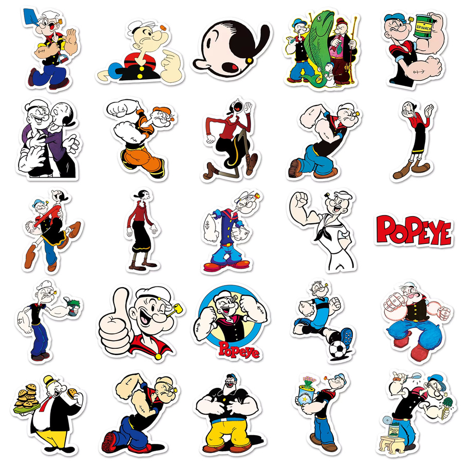 Popeye The Sailor Aufkleber, 50-teiliges Set, Bunt / Mehrfarbig - Bild 2