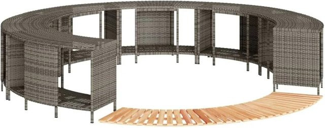 vidaXL Whirlpool-Umrandung aus Polyrattan und Akazienmassivholz in Grau - Bild 1
