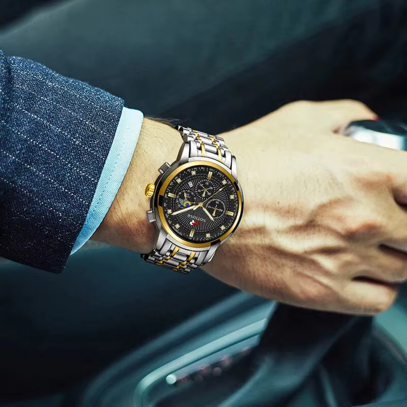 NOTIONR Armbanduhr Quarz, Edelstahl, Schwarz, Herren - Bild 4