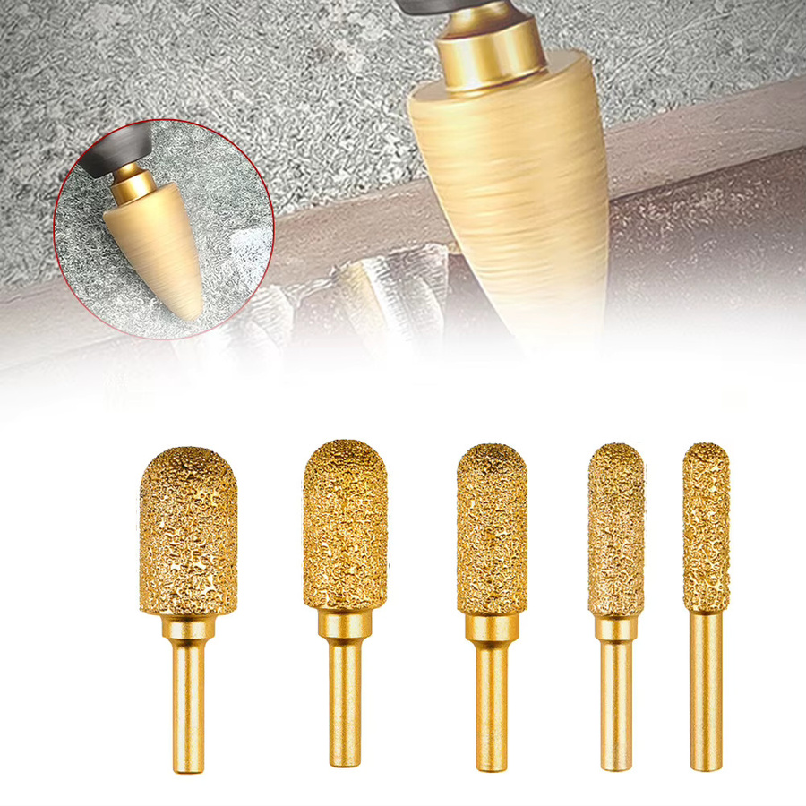 VIBRATITE 2 Stück Diamant-Schleifköpfe mit 6 mm Schaft, vakuumgelötete Frässtifte zum Polieren von Metallgravuren - Bild 2