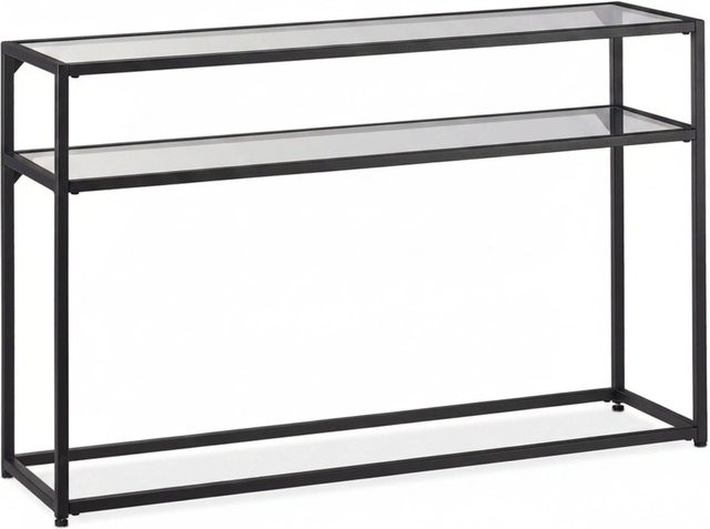Relaxdays Konsolentisch aus Metall und Glas in Schwarz, modern und verstellbar, B/T/H: 110 x 70 x 30 cm - Bild 1