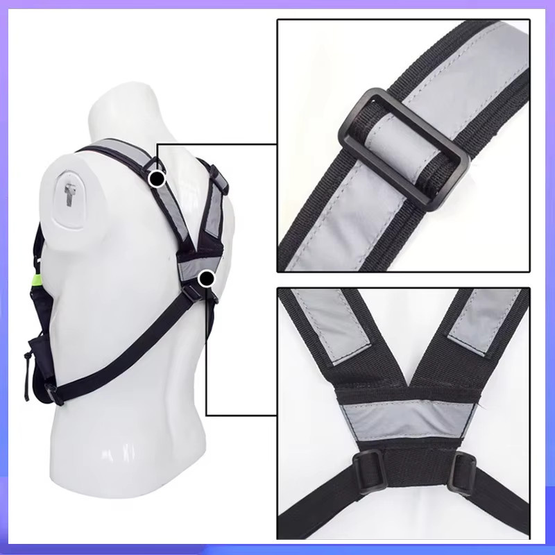 RONGYIN Walkie Talkie Brustgurt mit Reflektierenden Elementen und Front Pack Beutel in Schwarz - Bild 5