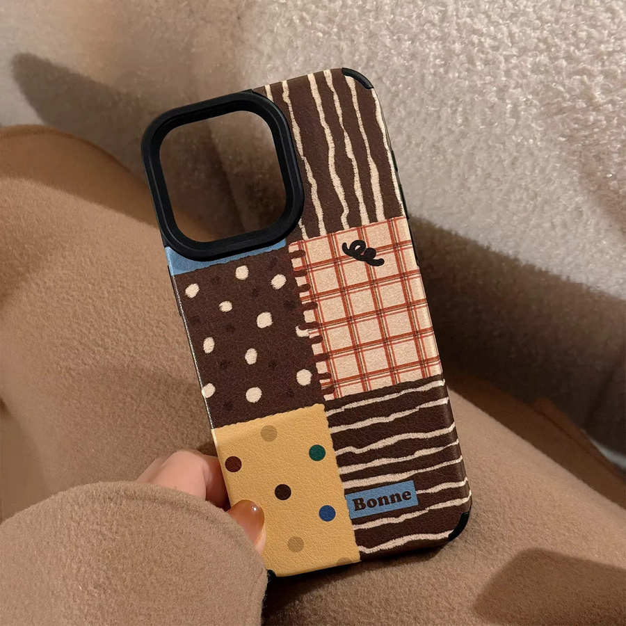 Potdemiel Kunstleder Handyhülle mit Streifen und Punkten für iPhone 11 bis 17 Pro Max inklusive Armband, Multicolor, stoßfest - Bild 5