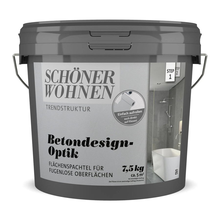 Schöner Wohnen Flächenspachtel in Betondesign-Optik Grau inklusive Härter, 7,5 kg - Bild 2
