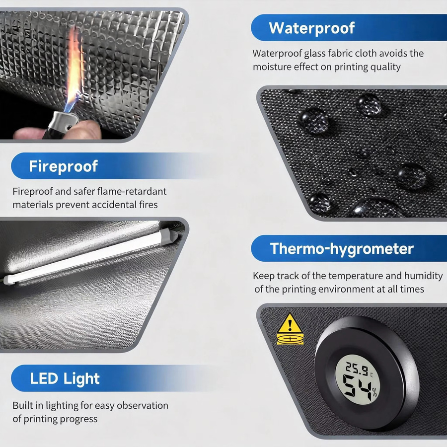 Creality Belüftungsset für 3D-Drucker-Gehäuse mit LED Thermo-Hygrometer, feuerfestes und staubdichtes Kit in Schwarz - Bild 4