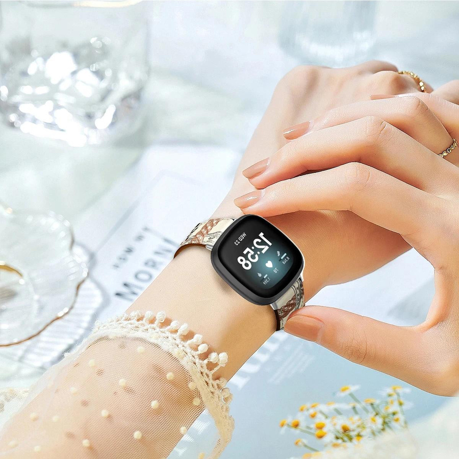 LUJING Lederarmband für Fitbit Versa 4 3 2 1, Versa Lite und Sense 2 Smartwatch in Rot - Bild 2