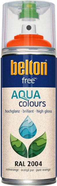 Belton Free AQUAcolours Buntlack RAL 2004 Reinorange hochglänzend wasserbasiert 400 ml - Bild 1