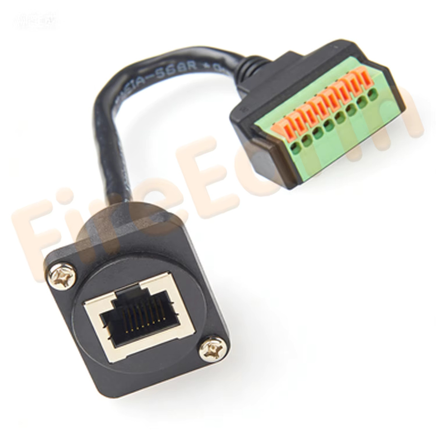 AEVYVKV CAT5e Ethernet Crimp-Breakout-Board mit D-Typ RJ45-Buchse und 8-poligem lötfreiem Klemmenblockkabel in Schwarz - Bild 2