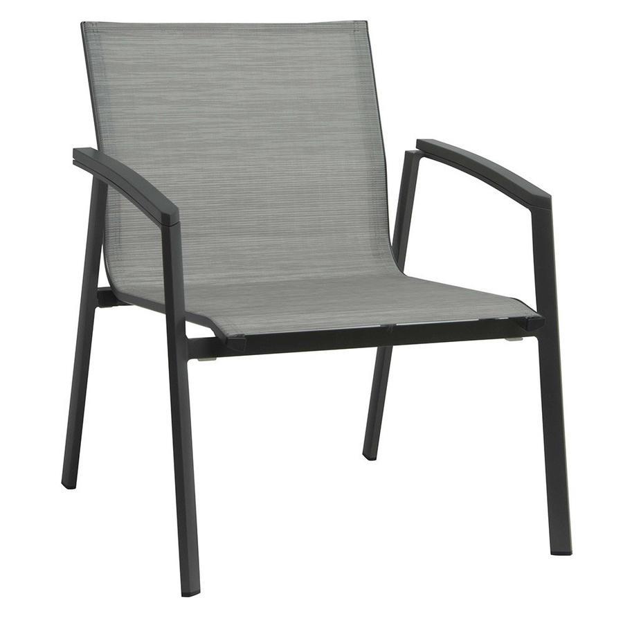 Stern Lounge-Set mit 2 Loungesesseln und FREDDIE Beistelltisch aus anthrazitfarbenem Aluminium sowie Silverstar 2.0 Smoky Textilene-Polstern - Bild 3