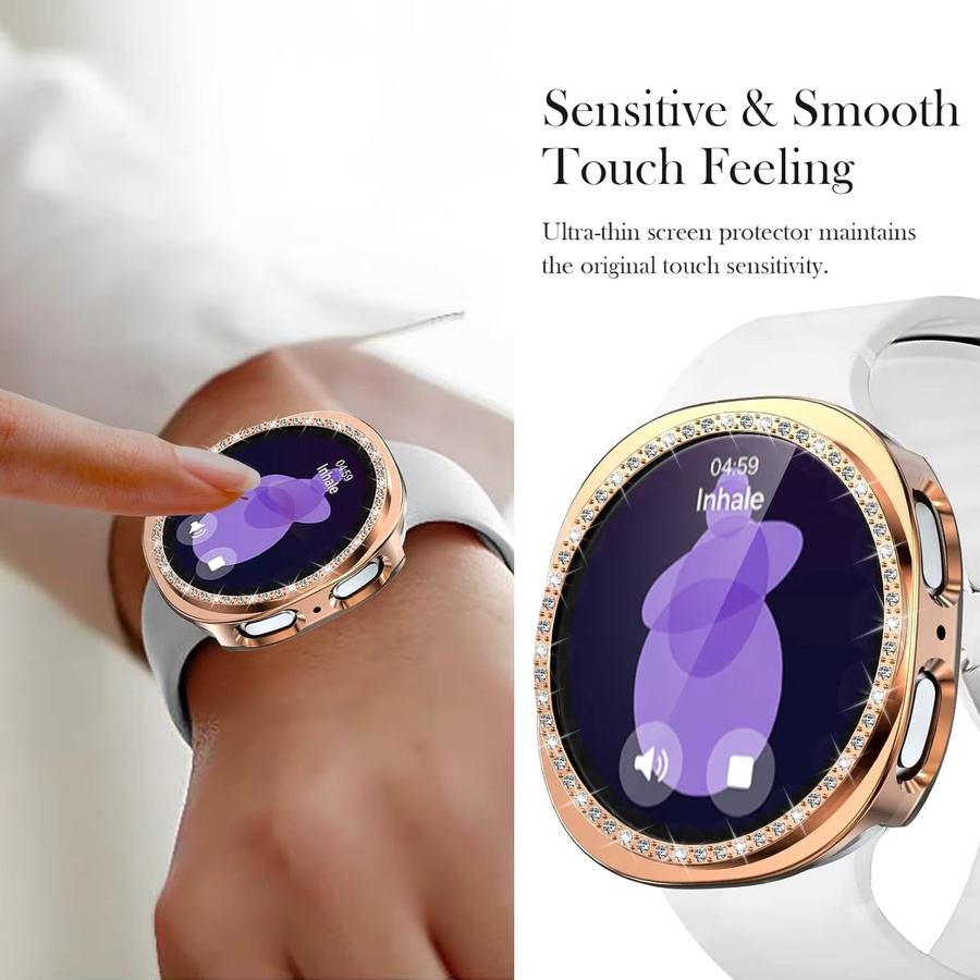 Samusak Uhrengehäuse und Schutzfolien-Set für Samsung Galaxy Watch 8, Silikon, Kristall - Bild 5