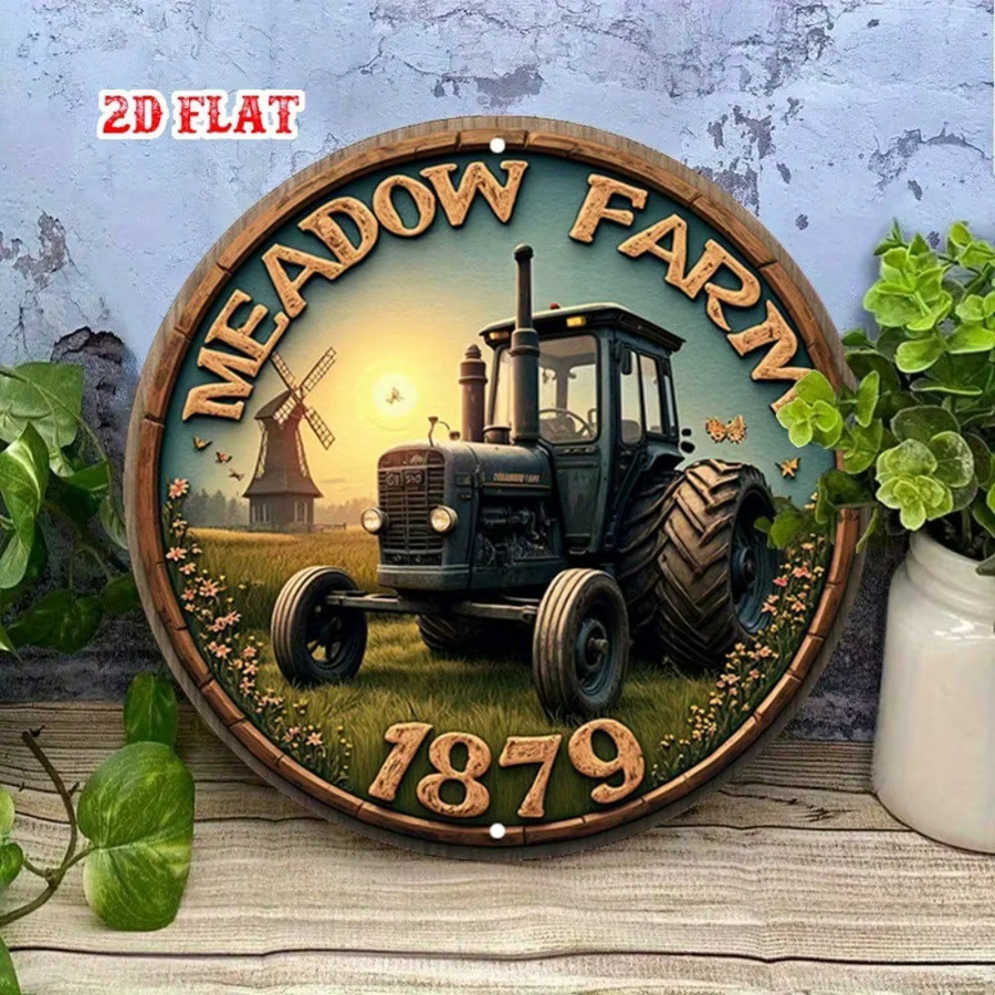 Rundes Vintage Bauernhof Wandkunst-Schild von CIFBUY aus Metall in Multicolour, Durchmesser: 20 cm - Bild 3