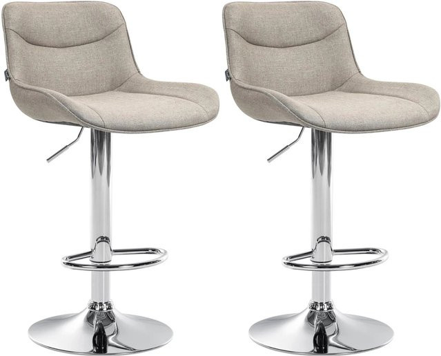 DELUKE Barhocker 2er Set TAMPA Tresenhocker aus Stoff in Taupe mit Chromgestell und Lehne - Bild 1