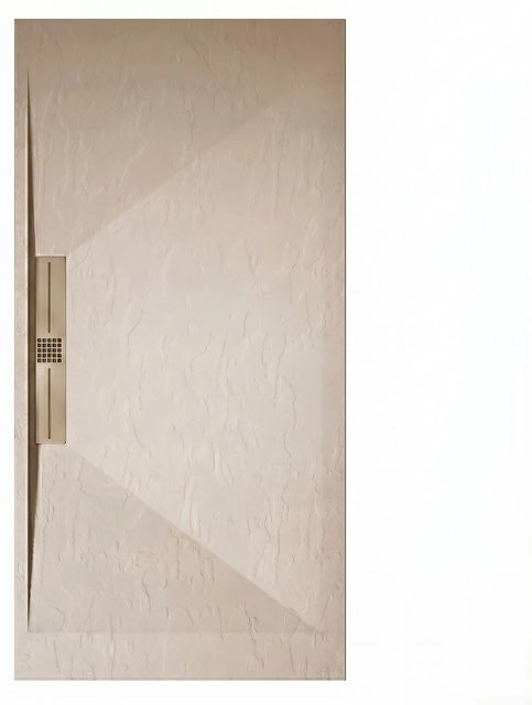 Mirlo Duschwanne Edis aus Mineralguss Extra Flach Beige B: 100 cm, T: 70 cm - Bild 1
