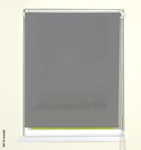Sensation Klebe- und Klemmrollo Grau aus Polyester, blickdicht, Breite: 117 cm, Höhe: 150 cm - Bild 1