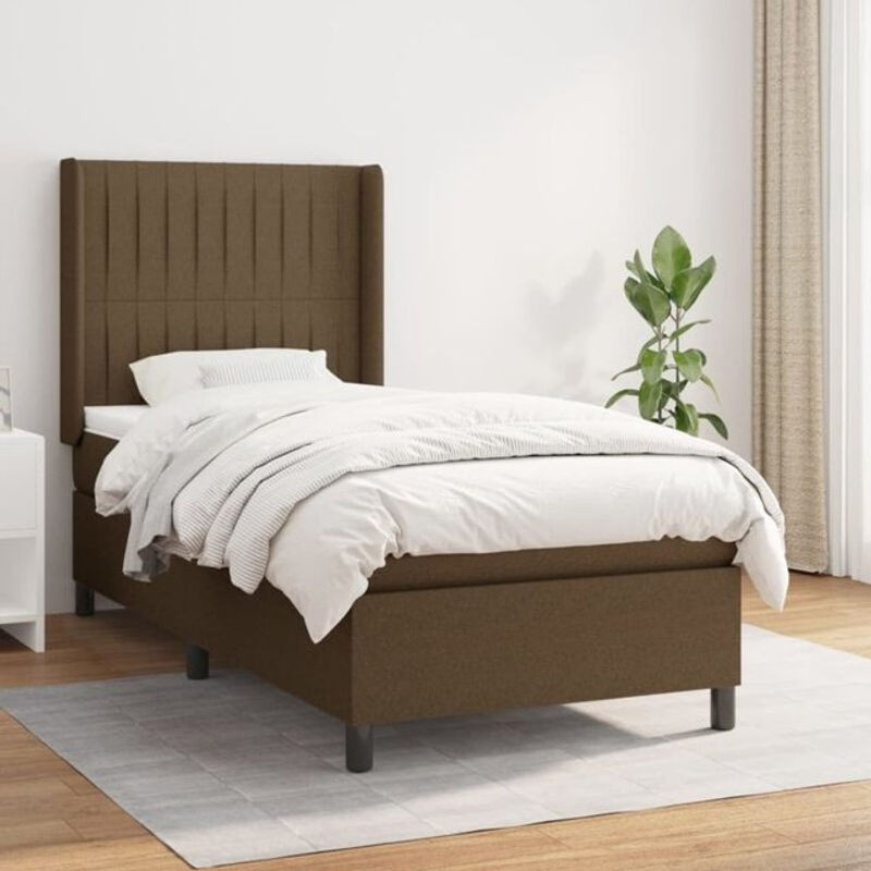 vidaxl Boxspringbett mit Matratze aus Stoff in Braun, B/T/H: 90 x 200 cm - Bild 1