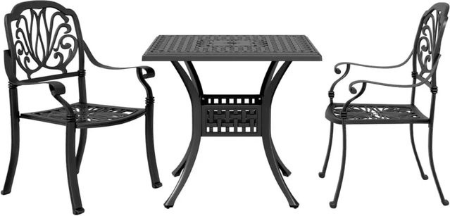 vidaXL 3-teiliges Bistro-Set aus Aluminium-Druckguss in Schwarz Matt für Garten, Balkon und Terrasse - Bild 1