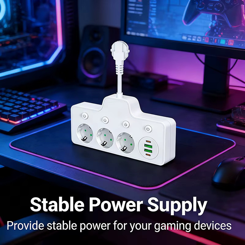 Netcosy Steckdosenleiste QL-1118U in Weiß mit 3 AC-Steckdosen, 2 USB-C Anschlüssen und Einzelschaltern zur Wandmontage - Bild 5