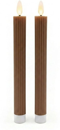 Relaxdays LED Stabkerzen 2er Set aus Echtwachs in Coffee mit Flacker-Effekt und Timer, Höhe: 25 cm, Durchmesser: 2 cm