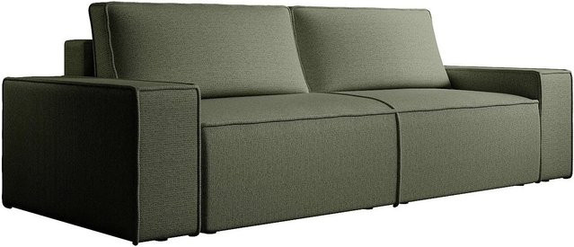 Vente-unique Schlafsofa Amelia in Grün mit Strukturstoff - Bild 1
