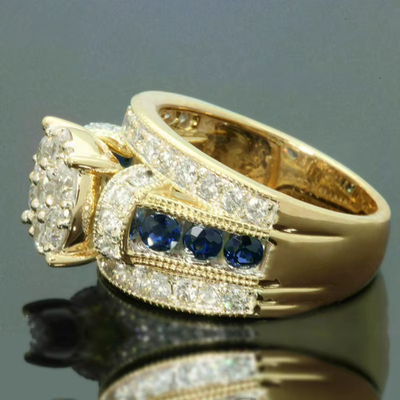 Huitan Ring, blaue Zirkonia, Gold, Damen - Bild 2