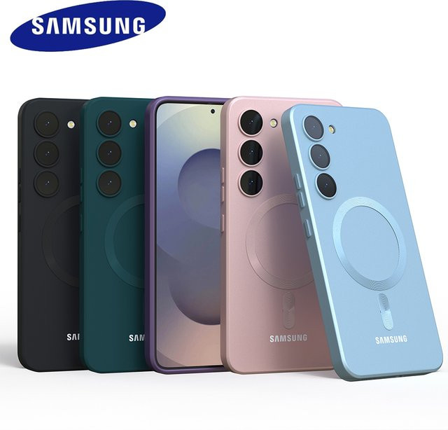 Magnetische Silikon Hülle für Samsung Galaxy S25 Ultra S25 Plus S25 FE S24 S23 S22 S21 S20 FE in Blau, stoßfestes Flüssigsilikon-Case - Bild 1