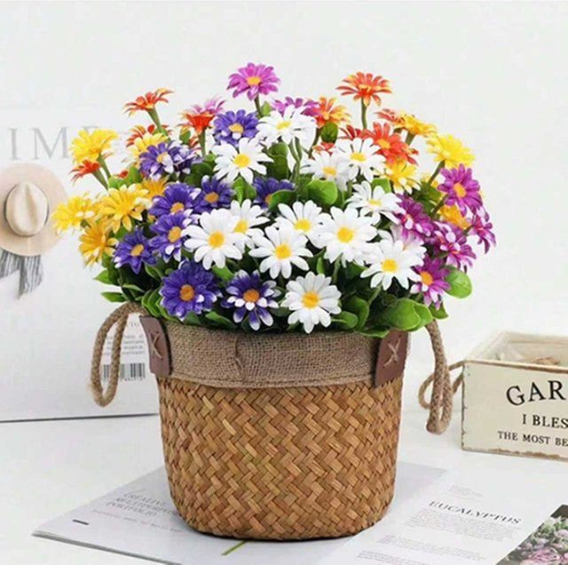 ZQCY Künstliche Gänseblümchen Seidenblumen in Gelb und Multicolour für Hochzeitsbögen, Kränze und Tischdekoration - Bild 1