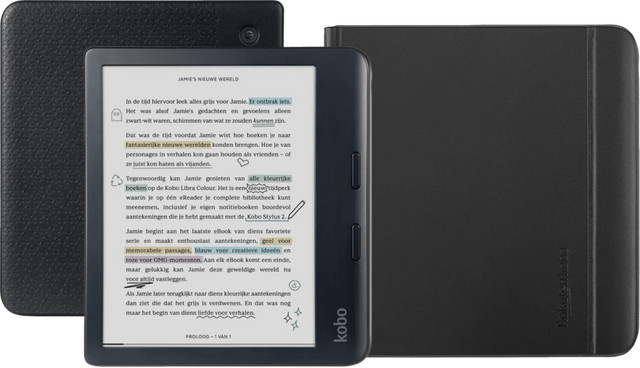 Kobo Libra Colour E-Reader in Schwarz mit Notebook Sleep Cover in Schwarz - Bild 1