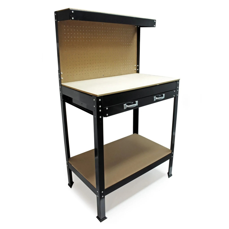 Wiltec Werkbank mit Lochwand in Bronzebraun, Arbeitstisch aus Stahl und MDF, B/T/H: 115 x 55 x 140 cm - Bild 2