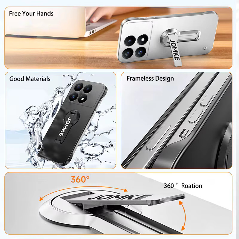 Stoßfeste matte Handyhülle mit 360 Grad Drehhalterung für Xiaomi POCO X7 X6 Pro F7 Ultra F6 F5 Pro in Silber - Bild 3
