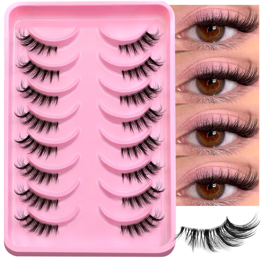 LASVIREY Halbe Wimpern, 3D Faux Mink, Black, Unisex - Bild 2
