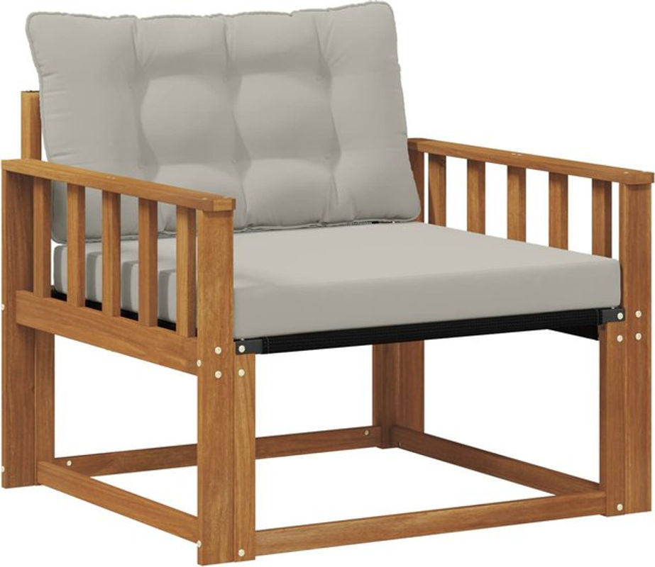 Modernes Outdoor-Sofagarnitur Loungemöbel aus massivem Akazienholz und Textilene in Natur und Grau von vidaXL - Bild 1