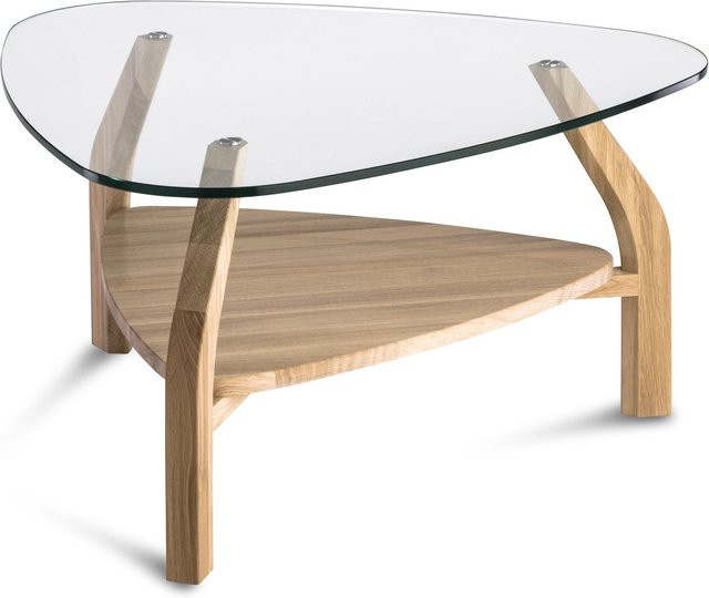 Couchtisch HASSE modern in Braun und Klarglas mit Asteiche massiv, B/T/H: 90 x 86 x 46 cm - Bild 1