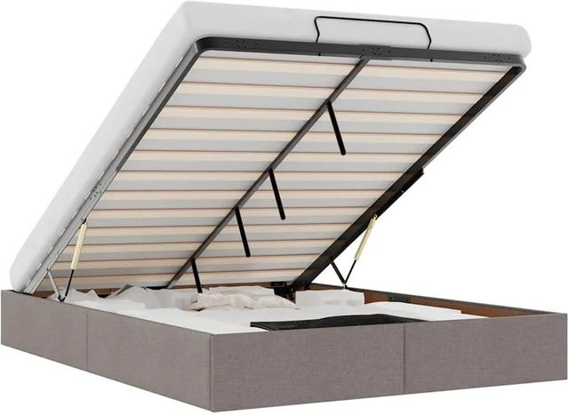 vidaXL Ottoman-Bett mit Aufstehfunktion in Taupe, Breite: 140 cm, Tiefe: 190 cm - Bild 1