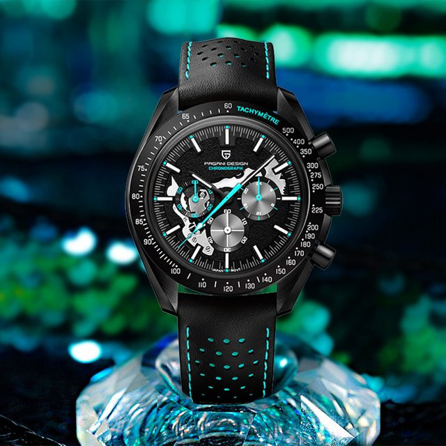 Pagani Design Chronograph, Quarz, Leder, 40 mm, Herren, Schwarz - Bild 1