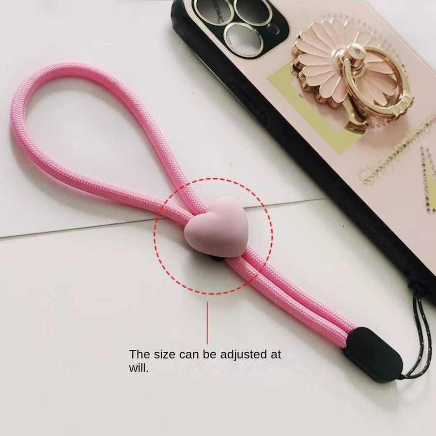 Buntes Handy Lanyard mit Herz-Design und einstellbarem Seil als elastisches Handgelenk-Schlaufe für dein Smartphone in Pink und Multicolour - Bild 2