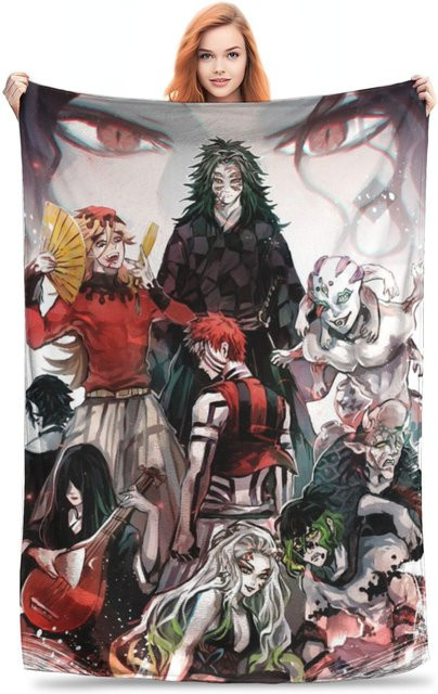 ZX Blanket Demon Slayer Kochou Shinobu Flanell Decke, weiche Überwurfdecke Kimetsu No Yaiba, Mehrfarbig, B: 152,4 cm, T: 127,0 cm - Bild 1